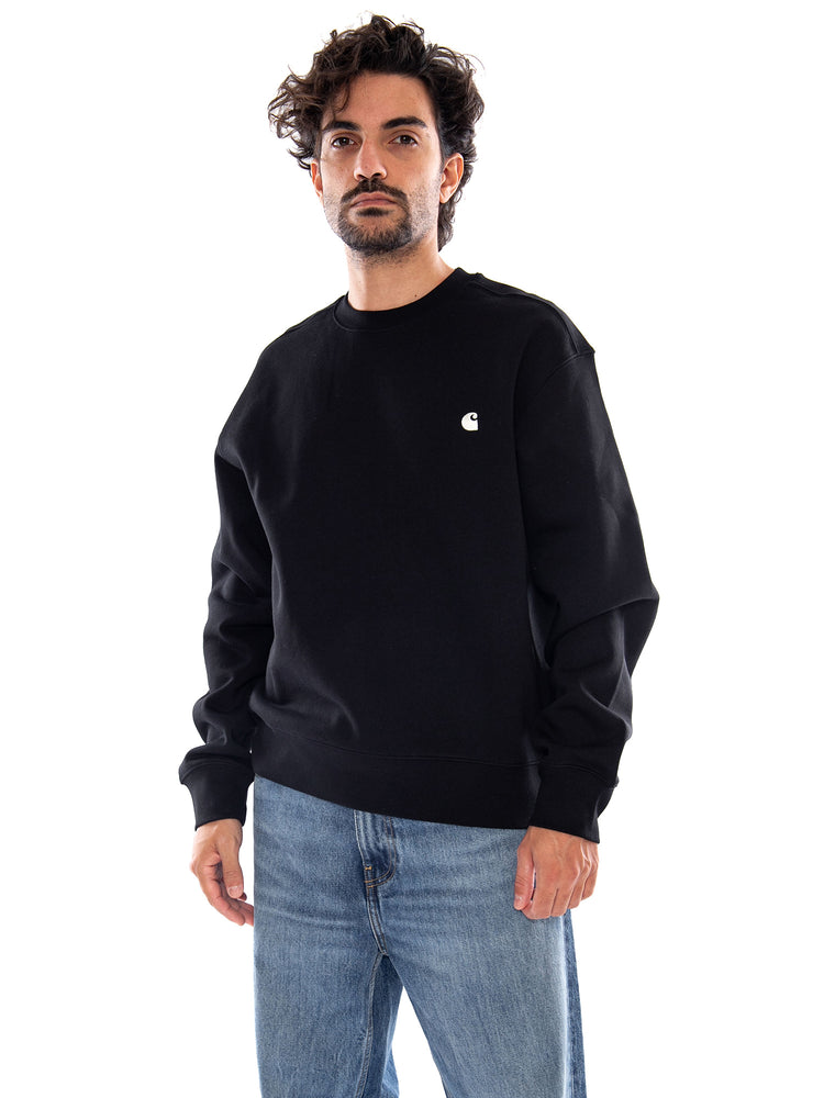 MACK SWEAT BLACK / WAX - Felpa Girocollo Uomo Nera I037099 K02XX CARHARTT WIP 