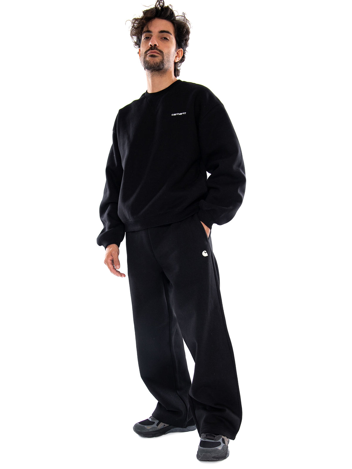 Mack Sweat Pant Black / White - Pantaloni Uomo Neri I037103 K02XX CARHARTT WIP 