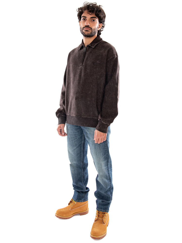 Carhartt WIP Lambert Polo Sweat Tobacco Moon Wash - Felpa Polo Uomo Marrone<BR/><BR/><BR/><BR/> I037105 47FQ CARHARTT WIP 