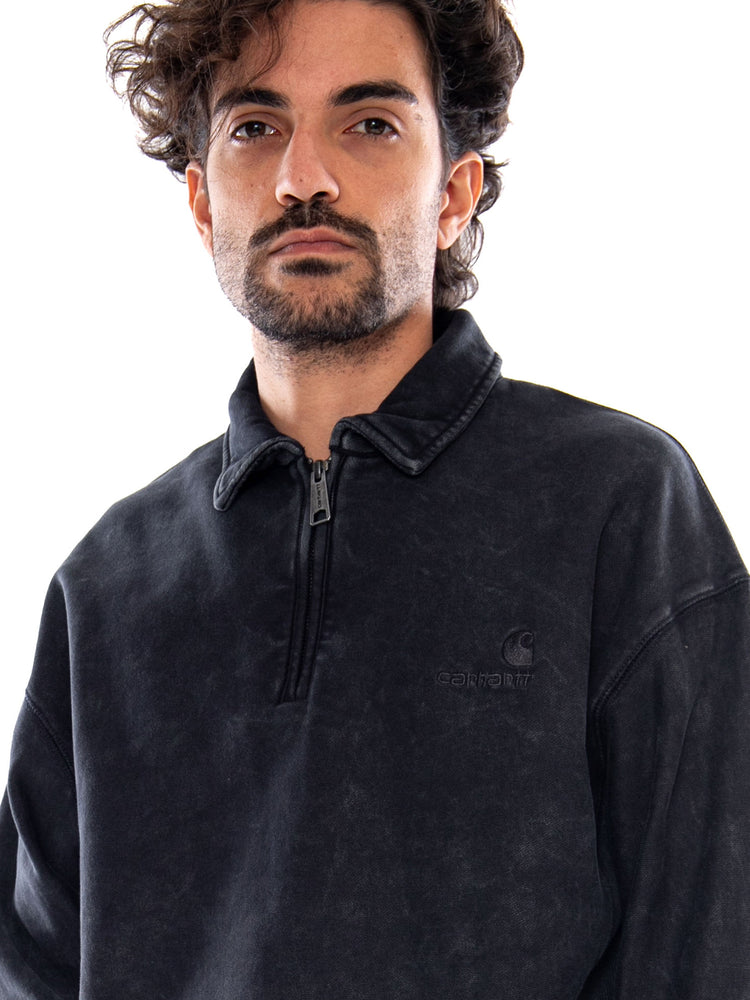 LAMBERT POLO SWEAT BLACK MOON WASH - Felpa Modello Polo Uomo Nera I037105 89FQ CARHARTT WIP 