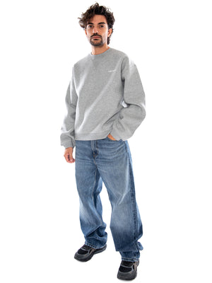 Ebbert Sweat Grey Heather / White - Felpa Girocollo Uomo Grigia I037113 00DXX CARHARTT WIP 