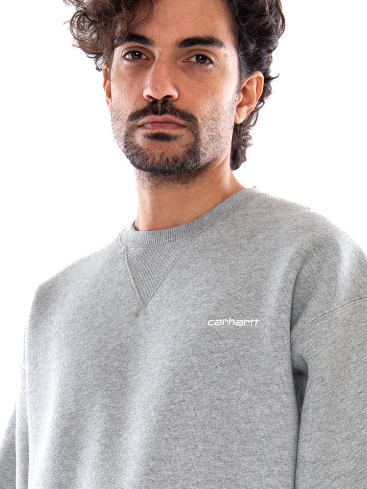 Ebbert Sweat Grey Heather / White - Felpa Girocollo Uomo Grigia I037113 00DXX CARHARTT WIP 