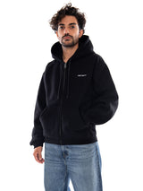 Hooded Ebbert Jacket Black / White - Felpa con Cappuccio Uomo Nera  Uomo CARHARTT WIP