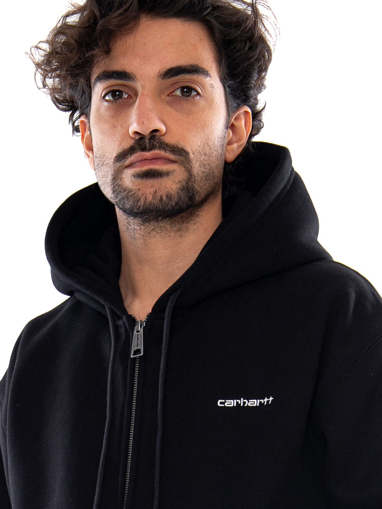 Hooded Ebbert Jacket Black / White - Felpa con Cappuccio Uomo Nera I037114 0D2XX CARHARTT WIP 