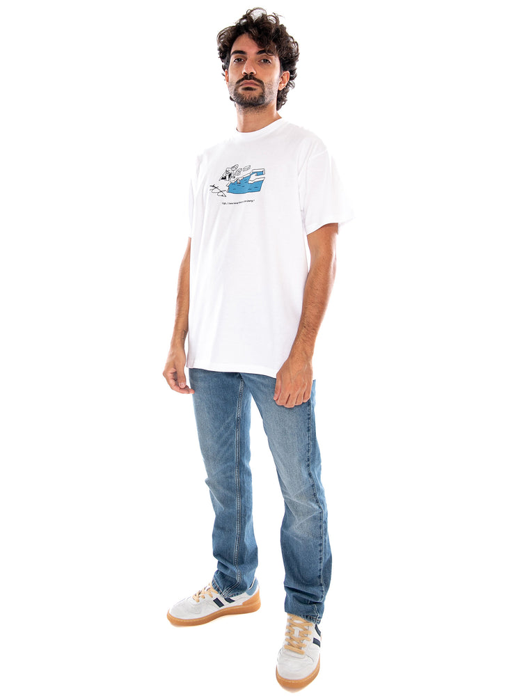 S/S Ice Fishing T-Shirt White - Maglietta Girocollo Uomo Bianca I037218 02XX CARHARTT WIP 