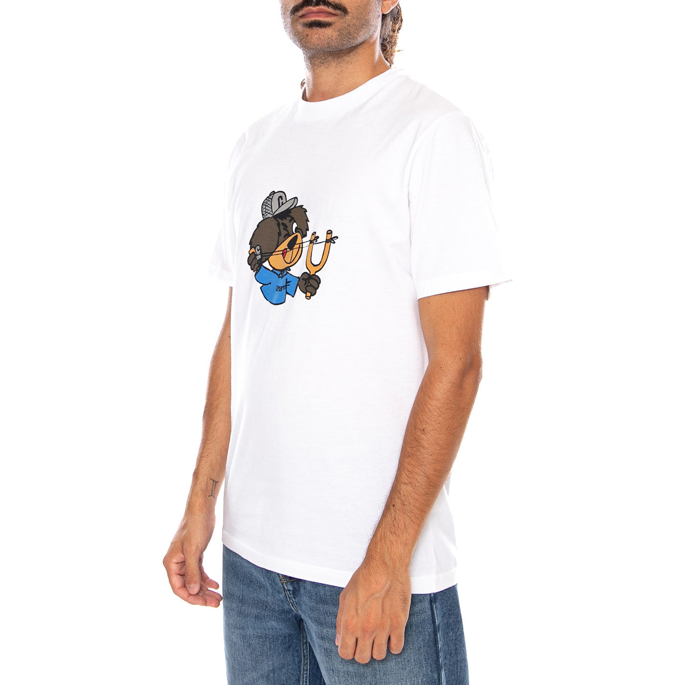 S/S SLINGSHOT T-SHIRT WHITE HEAVY - Maglietta Girocollo Uomo Bianca I037232 024G CARHARTT WIP 