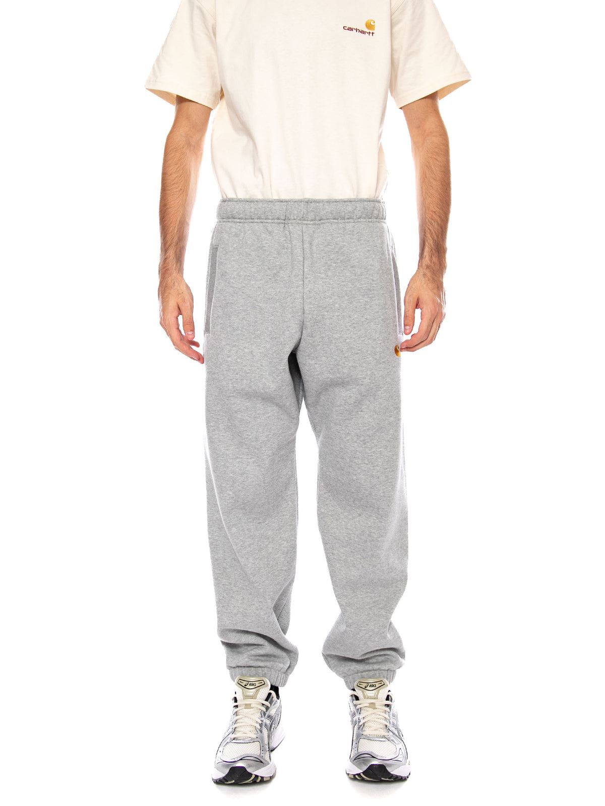 CHASE SWEAT PANT GREY HEATHER / GOLD - Pantaloni Felpa Uomo Grigi I037458 00MXX CARHARTT WIP 