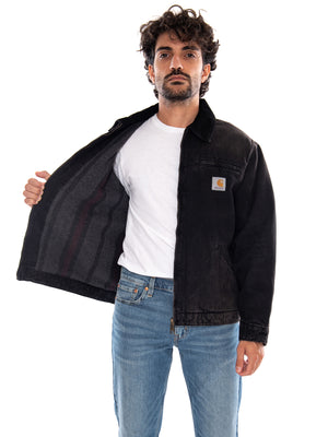 OG Detroit Jacket Black / Black Tobacco Used Wash - Giacca Uomo Nera I037535 00E0R CARHARTT WIP 