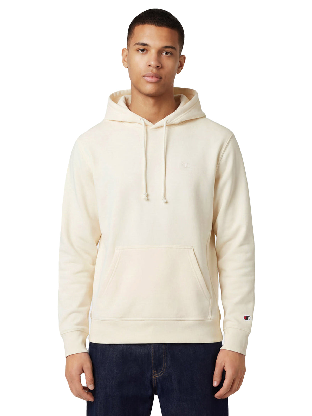 HOODED SWEATSHIRT EGLPNT - Felpa con Cappuccio Uomo Beige 220783 YS084 CHAMPION 