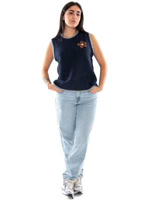 Compañía Fantástica Chaleco Punto Mezcla Lana Navy Blue - Gilet Donna Blu Navy 64C/10297 NVB COMPANIA FANTASTICA 