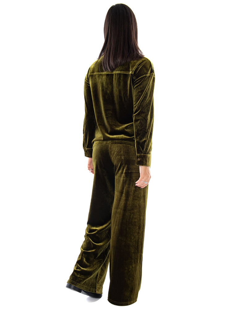 Compania Fantastica Pantalón de Terciopelo Verde Oliva Green - Pantaloni Donna in Velluto Verde Oliva 64C/11111 GRN COMPANIA FANTASTICA 