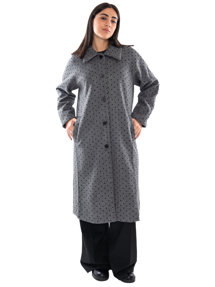 Compañía Fantástica Abrigo con Punto Negro Polka - Cappotto Donna Grigio a Pois 64C/11149 PLC COMPANIA FANTASTICA 