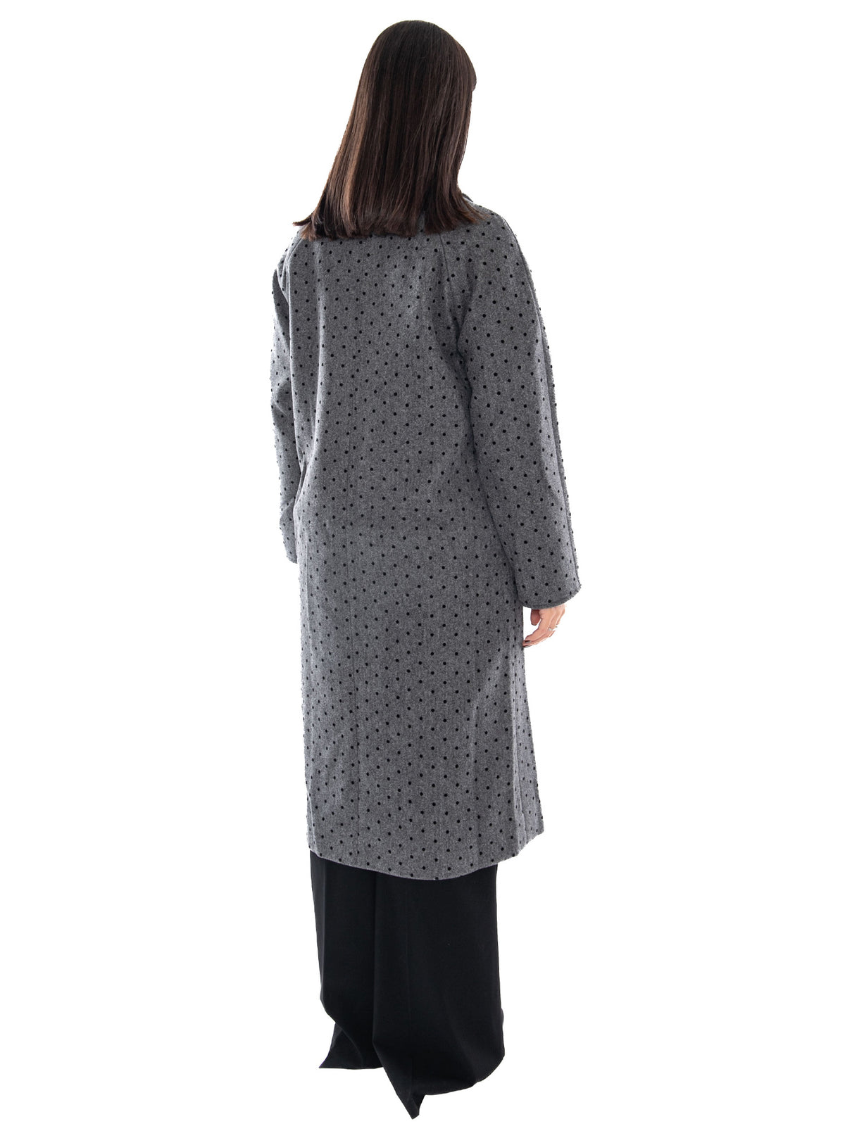 Compañía Fantástica Abrigo con Punto Negro Polka - Cappotto Donna Grigio a Pois 64C/11149 PLC COMPANIA FANTASTICA 