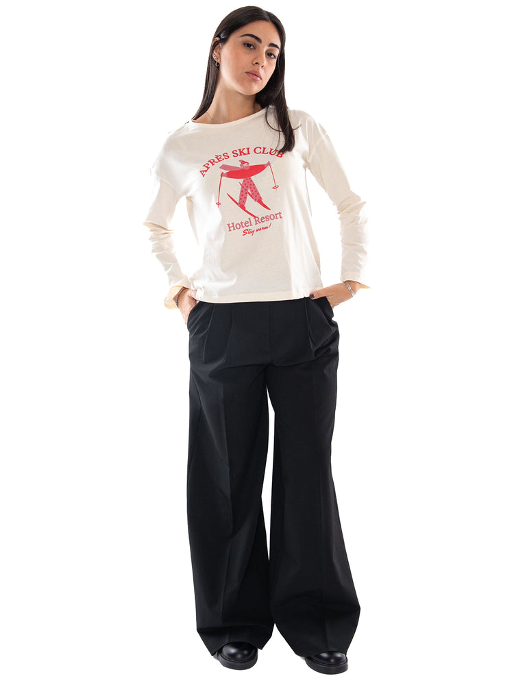 Compañía Fantástica Camiseta 100% Algodón con Estampado Ecru - T-Shirt Donna Bianco Panna 64C/42101 ECR COMPANIA FANTASTICA 