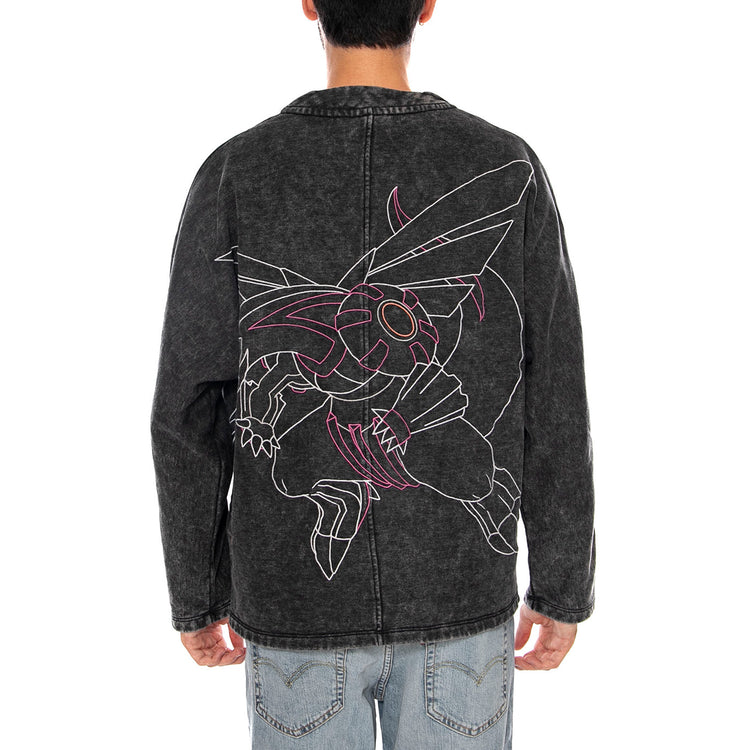 DIALGA AND PALKIA KIMONO ACID BLACK - Giacca Denim Jeans Uomo Nera collaborazione Pokemon SW1341 SY DOLLY NOIRE 