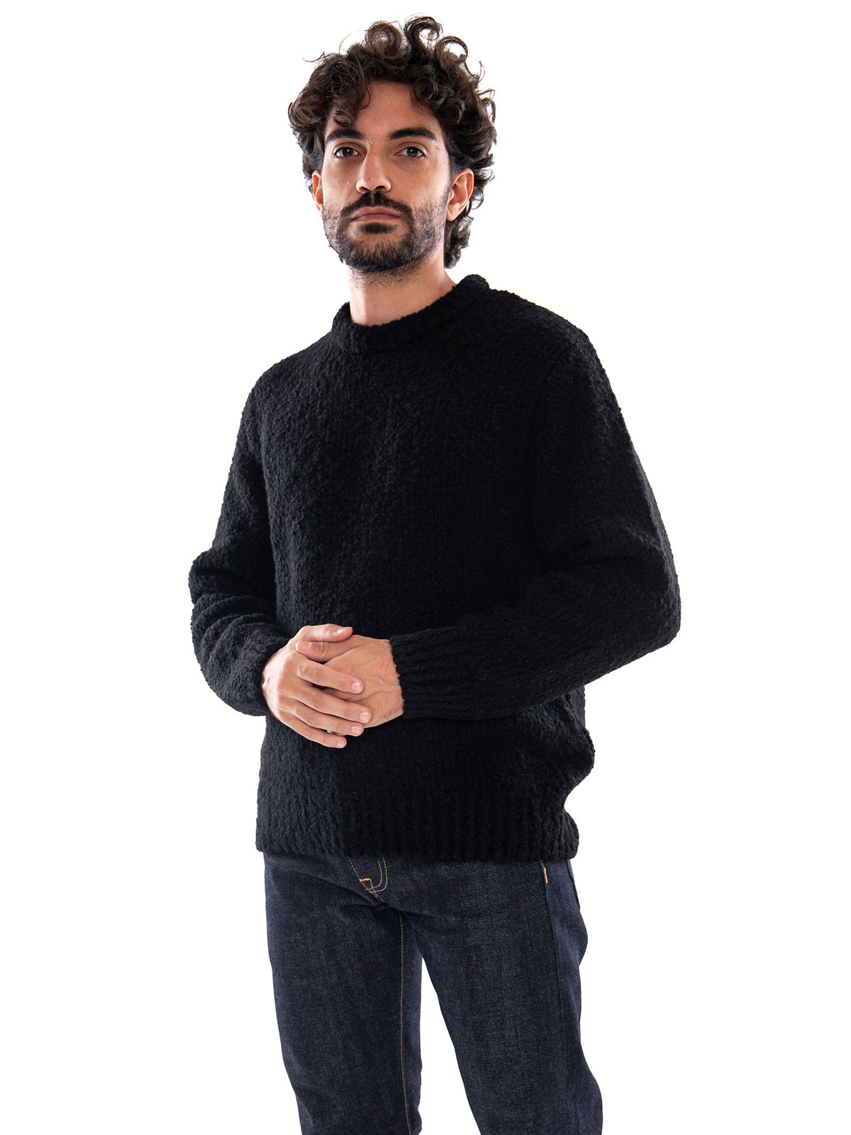 Edwin Dun Textured Sweater Black - Maglione Uomo Nero I034134 89,67 EDWIN 