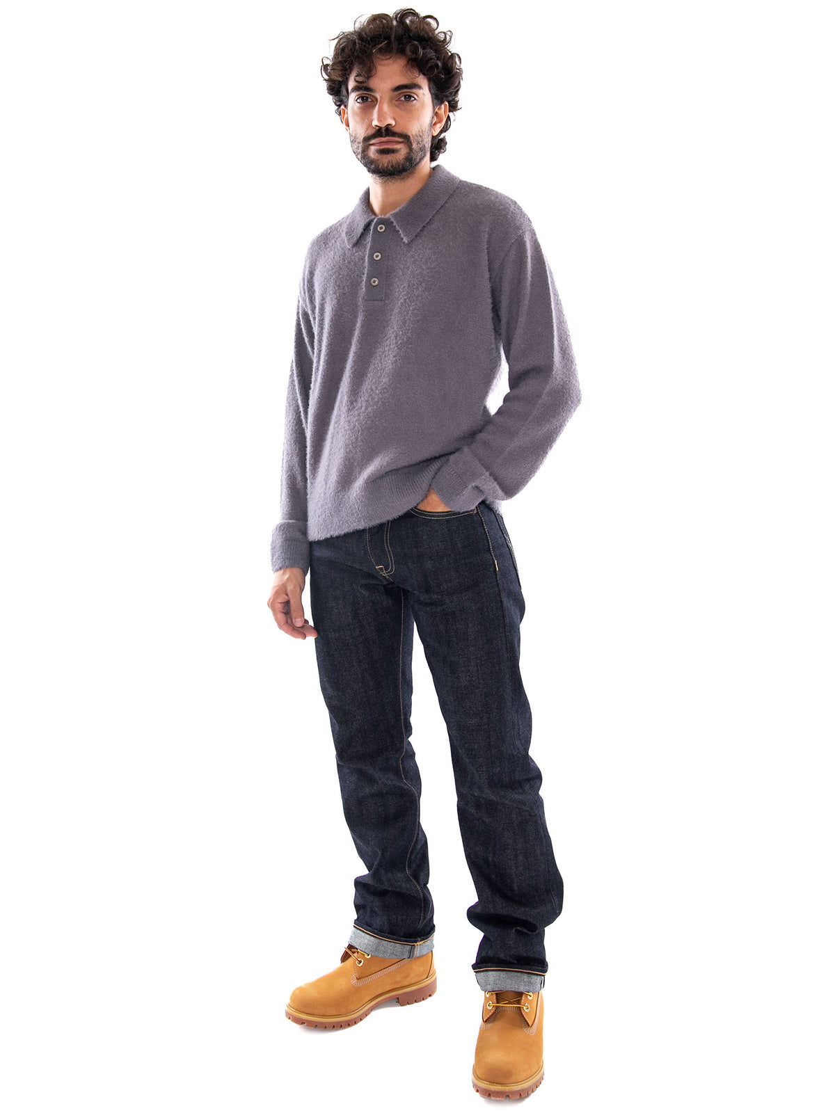 Edwin Dex Polo Sweater Excalibur - Maglione Uomo Grigio I037507 0TC.67 EDWIN 