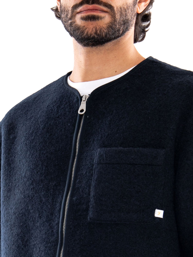 Farah Tucker Full Zip Sweat Navy - Felpa Uomo con Zip Intera Blu Navy<BR/><BR/> F4KFG024 NVY FARAH 