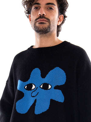 BREEZE CLUB BLACK SWEATER - Maglione Girocollo Uomo Nero AT001 1910 KAOTIKO 