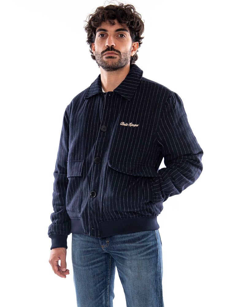 Kaotiko Belle Epoque Striped Jacket White/Navy - Giacca Uomo Bianca e Blu Navy a Righe AT002 E002 KAOTIKO 