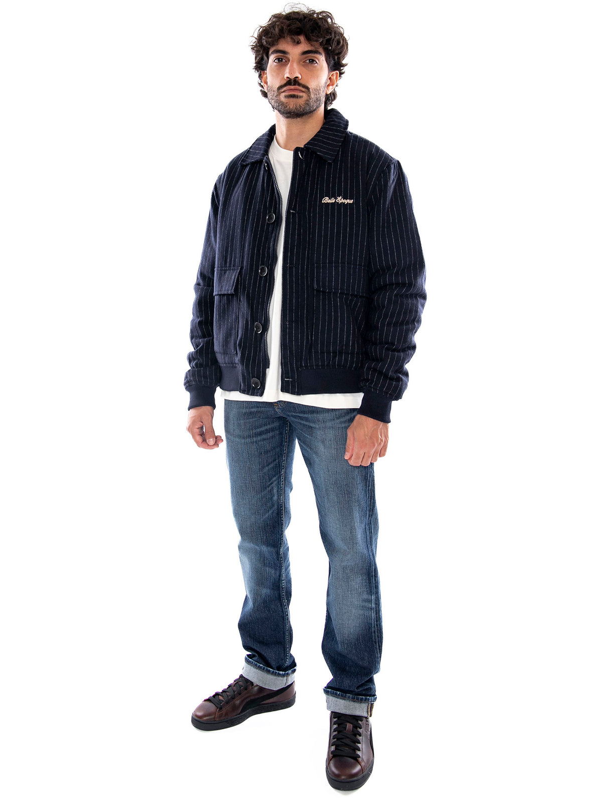 Kaotiko Belle Epoque Striped Jacket White/Navy - Giacca Uomo Bianca e Blu Navy a Righe AT002 E002 KAOTIKO 