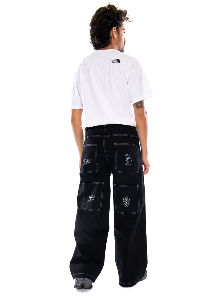 DENIM PANTS BREEZE CLUB BLACK - Pantaloni Uomo Neri AT006 K002 KAOTIKO 