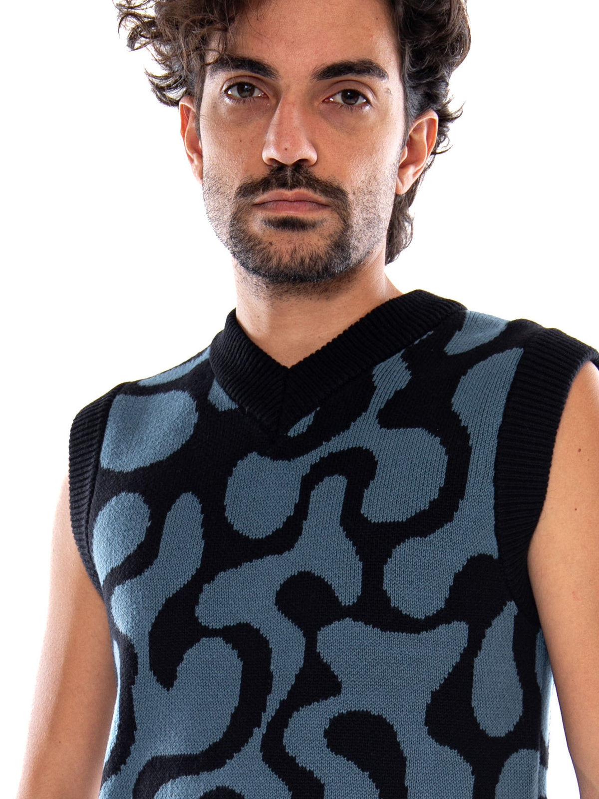 BAD ROMANCE JACQUARD VEST - GILET UOMO MULTICOLORE AT010 1910 KAOTIKO 