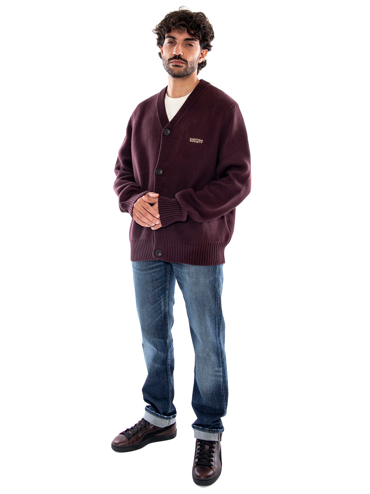 Kaotiko Cardigan Snake Brown - Cardigan Uomo Marrone AT015 1910 KAOTIKO 