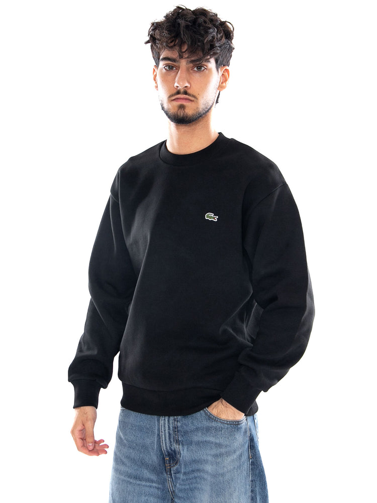 SWEATSHIRT BLACK - Felpa Girocollo Uomo Nera SH8868 031 LACOSTE 
