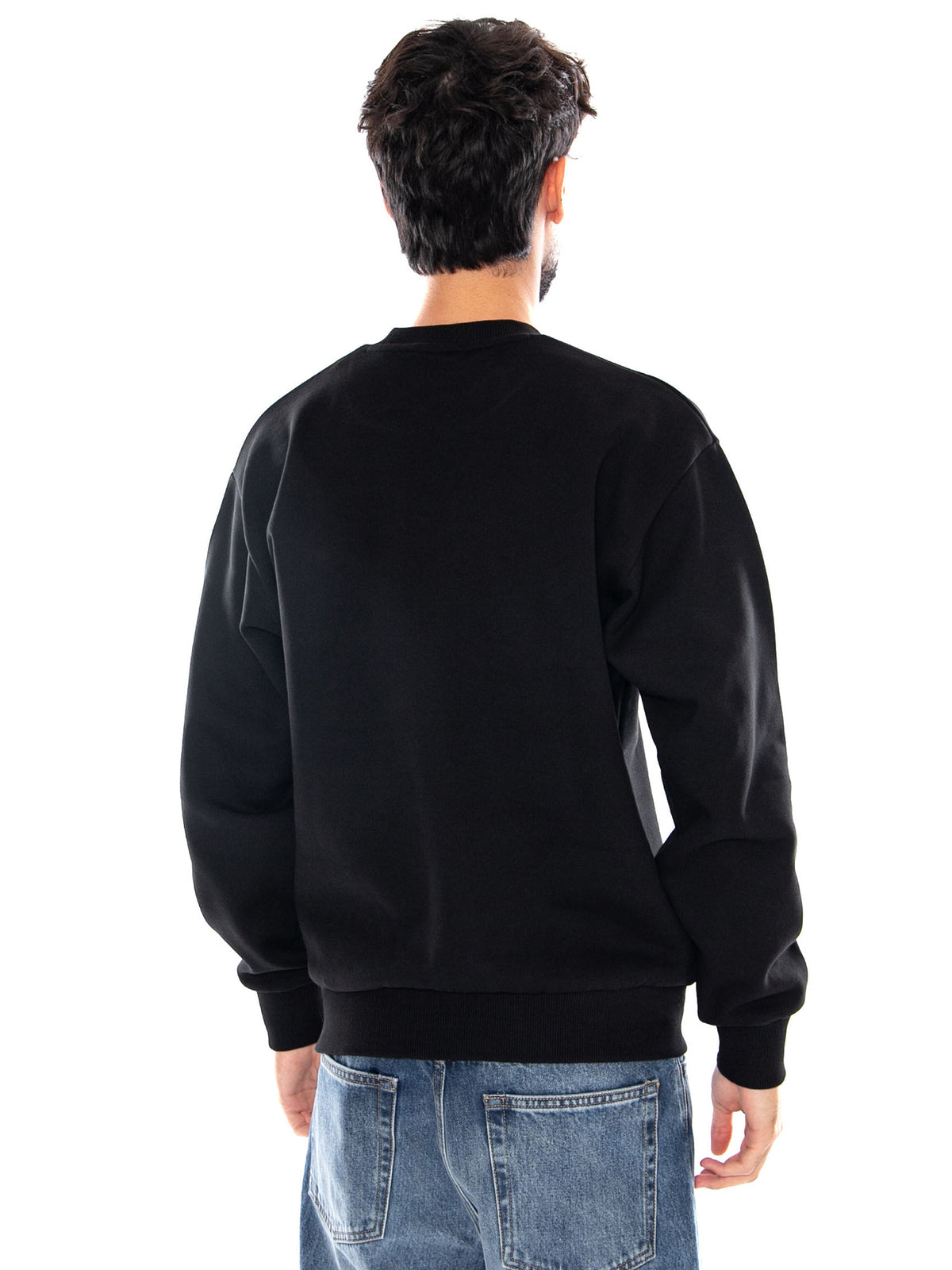 SWEATSHIRT BLACK - Felpa Girocollo Uomo Nera SH8868 031 LACOSTE 