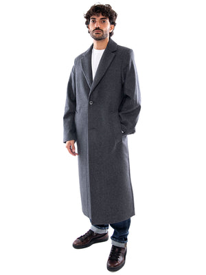 Lee Long Wool Car Coat Heather Grey - Cappotto in Maglieria Uomo Grigio Mélange 112386303 BLK LEE 