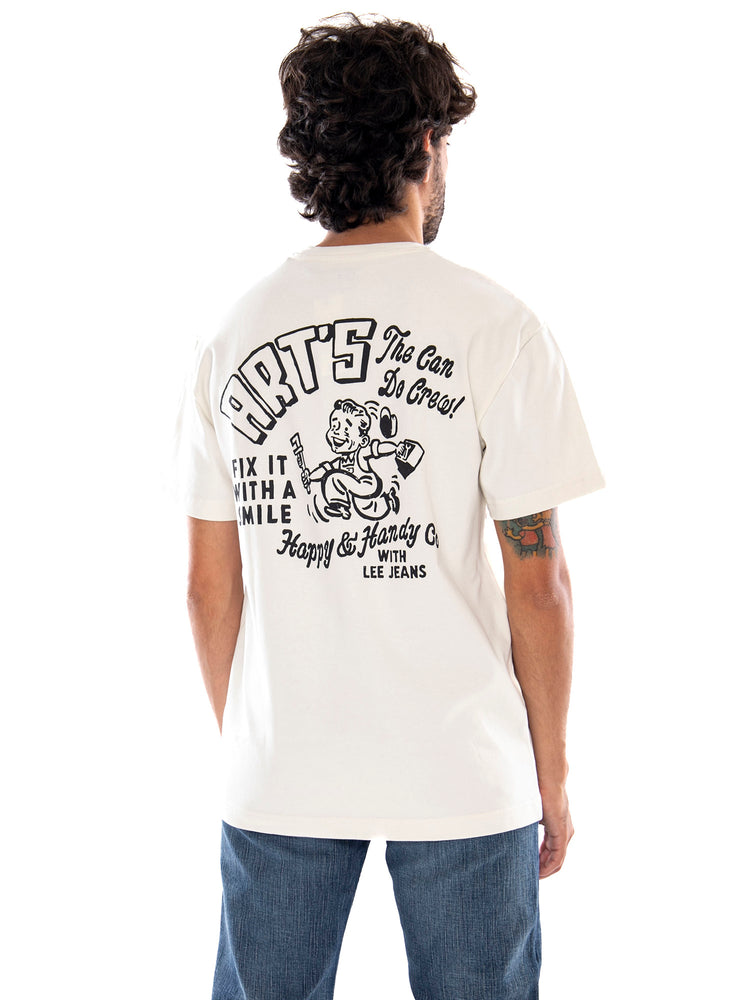 Lee Workwear Crew Tee Ecru Beige - T-Shirt Uomo Beige a Maniche Corte 112386358 BGE LEE 