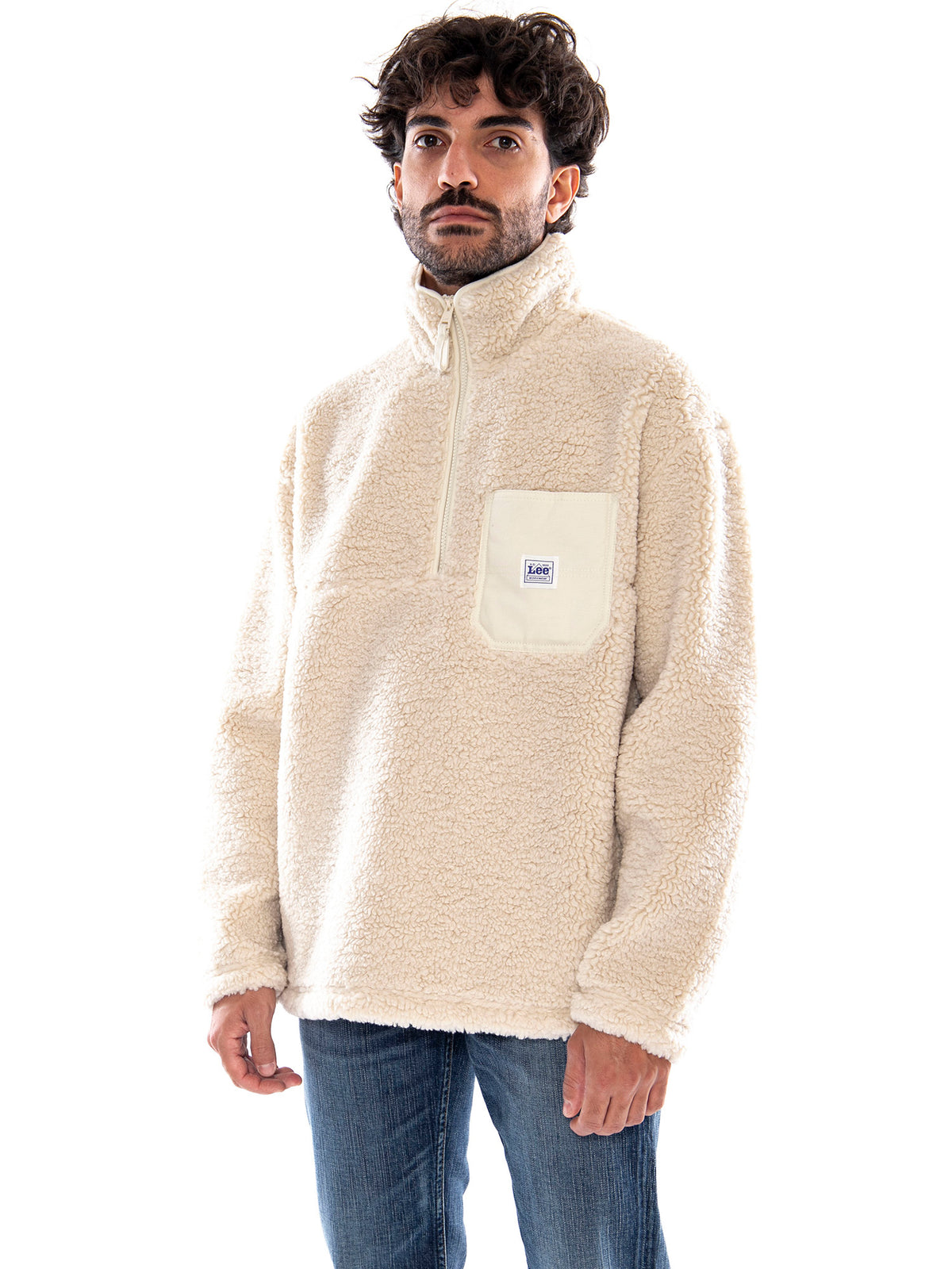 Lee Workwear Half Zip Warm Ecru - Felpa Uomo Beige 112386427 BGE LEE 