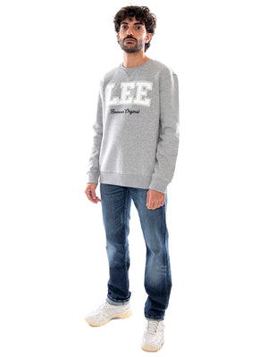Lee Original Crew Mid Grey Melange Black - Felpa Uomo Grigio Mélange e Nero 112386625 BLK LEE 