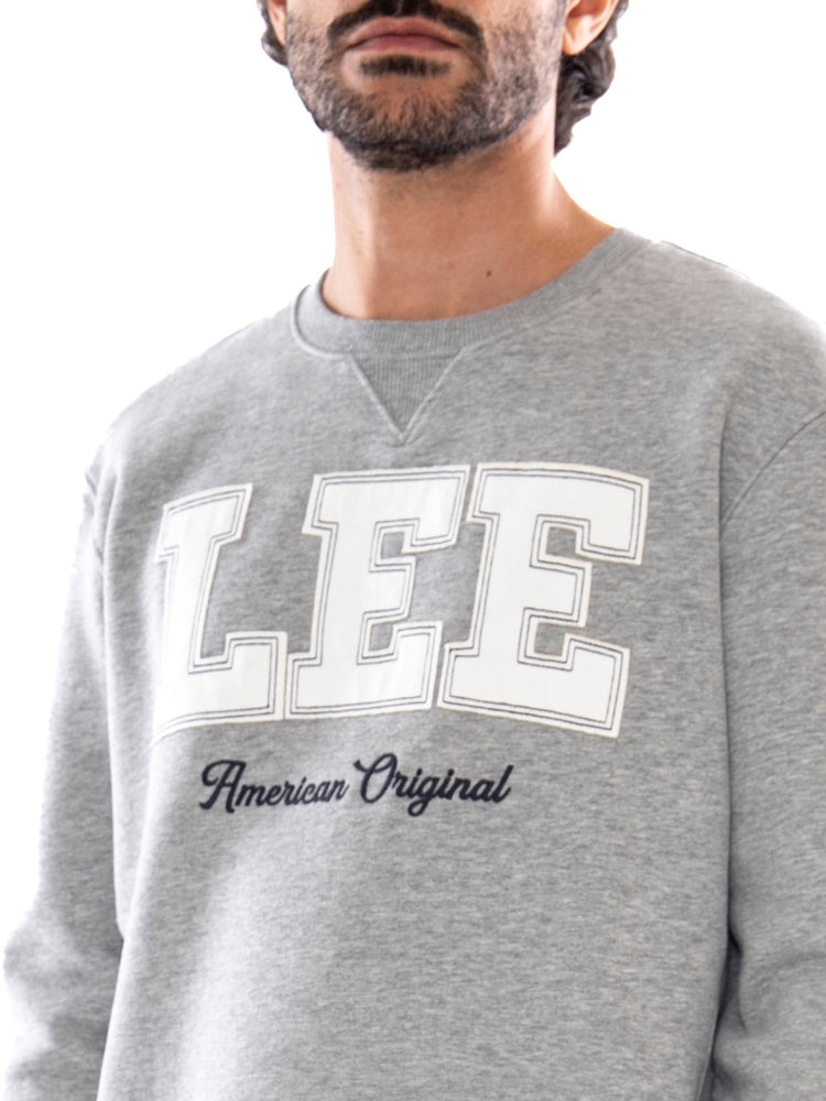Lee Original Crew Mid Grey Melange Black - Felpa Uomo Grigio Mélange e Nero 112386625 BLK LEE 