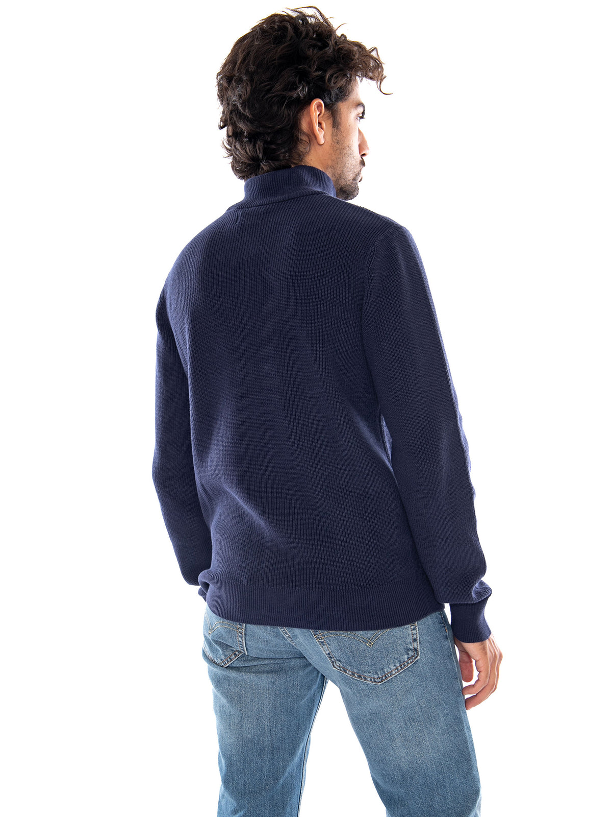 HM QUARTER ZIP SWEATER MID TONE GREY HEA - Maglione con Collo Alto e Zip Corta Uomo Blu 0058U 0000 LEVIS 