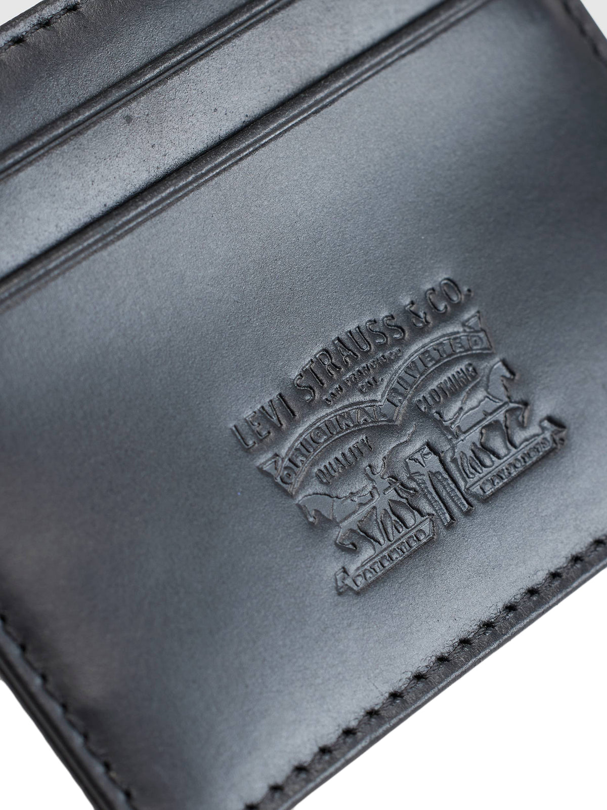 LEVI'S® LEATHER CARD CASE CAVIAR LEATHER BLACK - Portafoglio in Pelle Nero 005H1 0001 LEVIS 