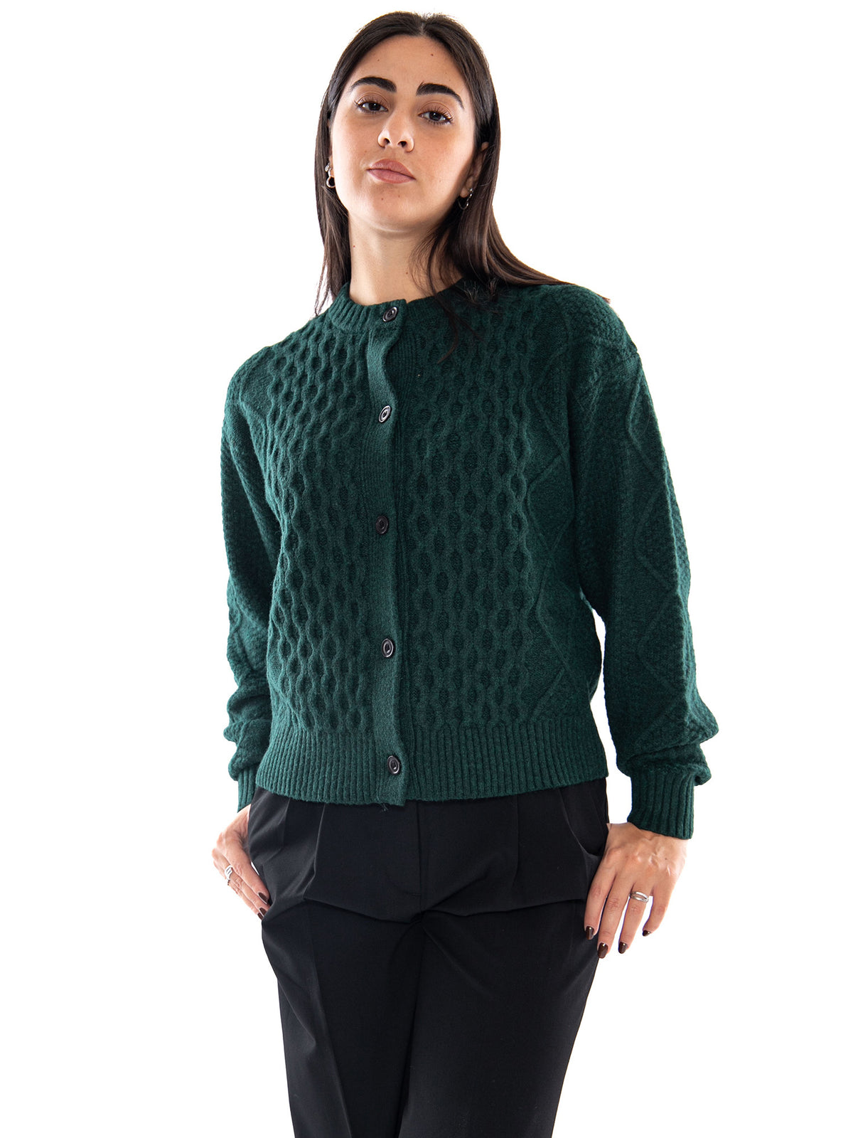 Levi's Charlotte Crewneck Cardigan Pine Grove H - Cardigan Donna Verde<BR/><BR/> 007VG 0011 LEVIS 