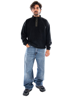 REDWOOD QUARTER ZIP JET BLACK - Felpa con Collo Medio e Zip Corta Uomo Nera 0084M 0000 LEVIS 