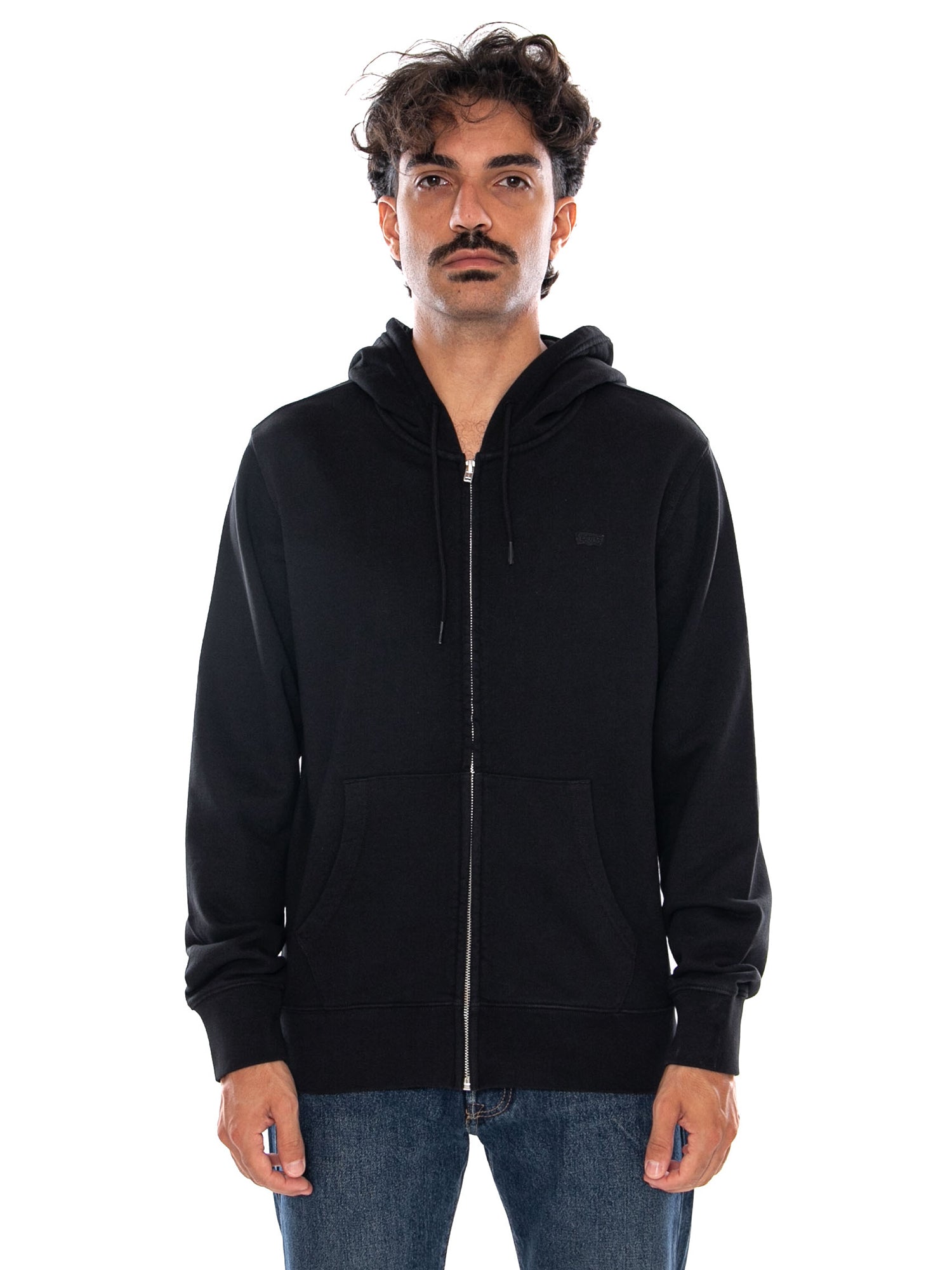 LEVI'S THE ORIGINAL HM ZIP UP MINERAL BLACK - Felpa con Cappuccio e Zip Uomo Nera 34584 0047 LEVIS 