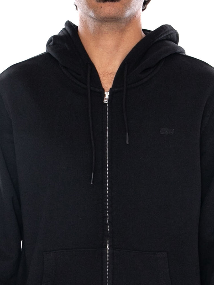 LEVI'S THE ORIGINAL HM ZIP UP MINERAL BLACK - Felpa con Cappuccio e Zip Uomo Nera 34584 0047 LEVIS 