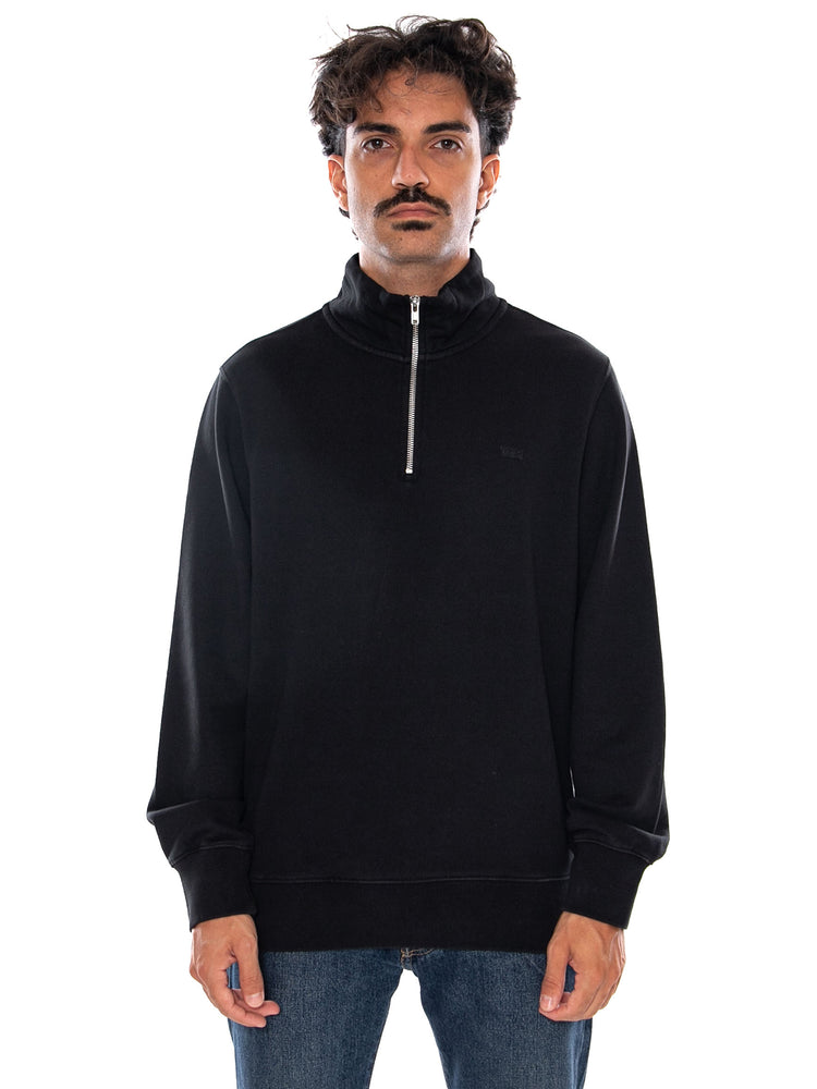 LEVI'S ORIGINAL HM QUARTER ZIP MINERAL BLACK - Felpa Collo Alto e Zip a Mezzo Busto Uomo Nera A8606 0016 LEVIS 