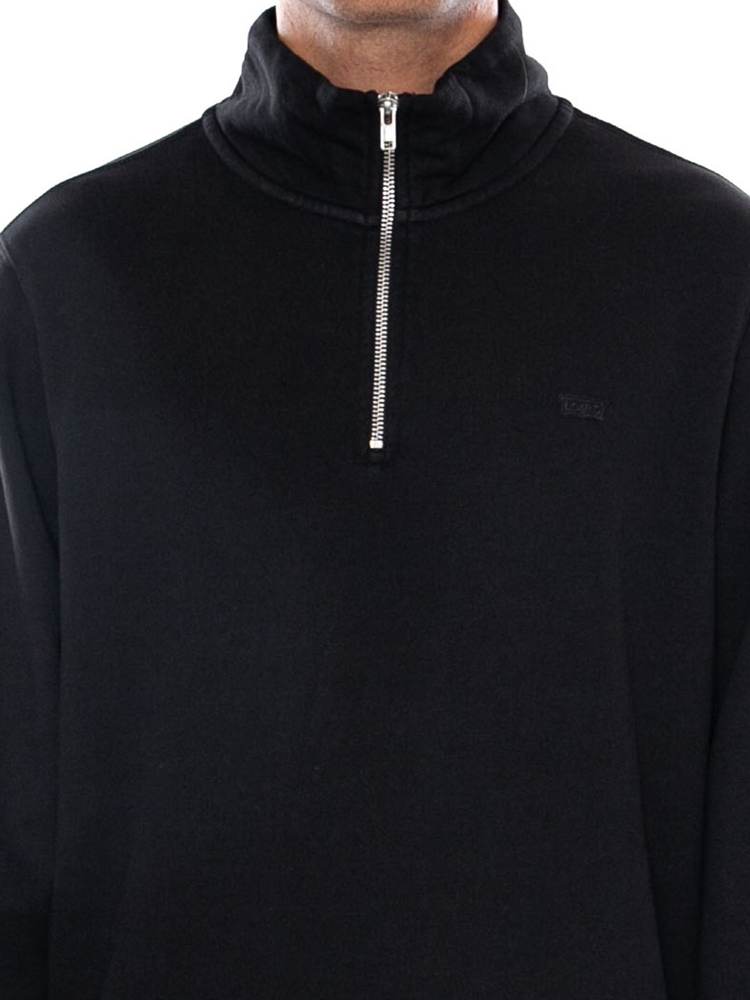 LEVI'S ORIGINAL HM QUARTER ZIP MINERAL BLACK - Felpa Collo Alto e Zip a Mezzo Busto Uomo Nera A8606 0016 LEVIS 