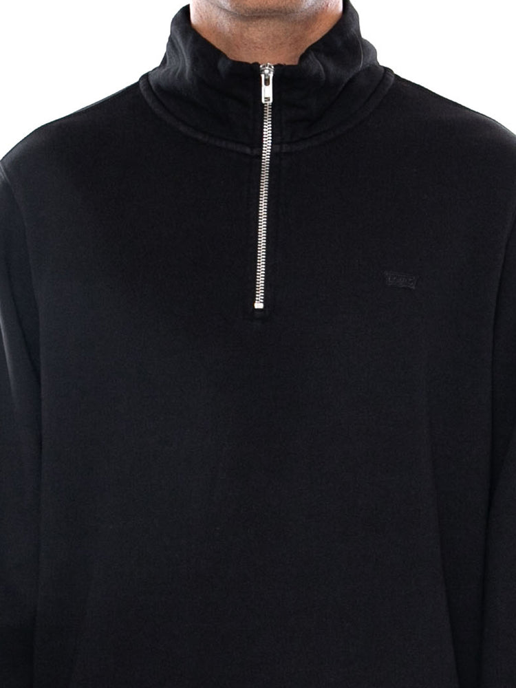 LEVI'S ORIGINAL HM QUARTER ZIP MINERAL BLACK - Felpa Collo Alto e Zip a Mezzo Busto Uomo Nera A8606 0016 LEVIS 