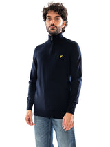 Lyle & Scott Cotton Merino Quarter Zip Jumper Dark Navy - Pull Homme Bleu Marine Homme LYLE & SCOTT