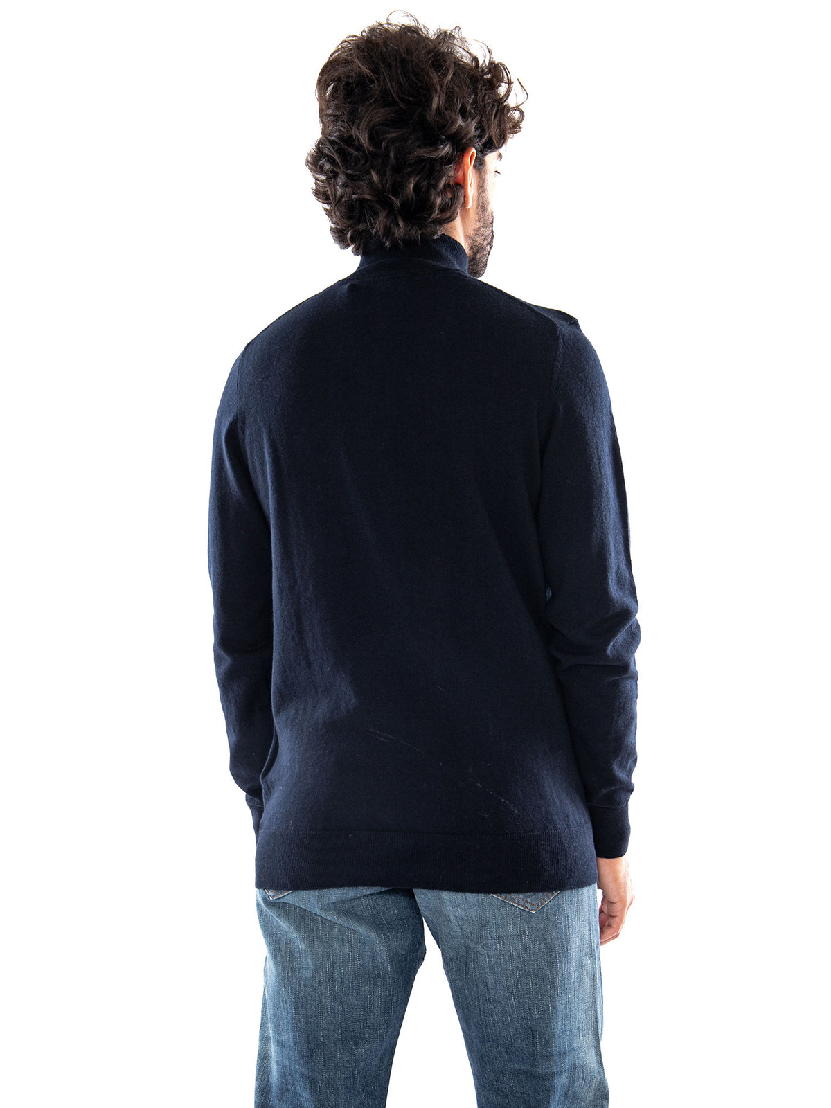 Lyle & Scott Cotton Merino Quarter Zip Jumper Dark Navy - Maglione Uomo Blu Navy KN2112VC Z271 LYLE & SCOTT 