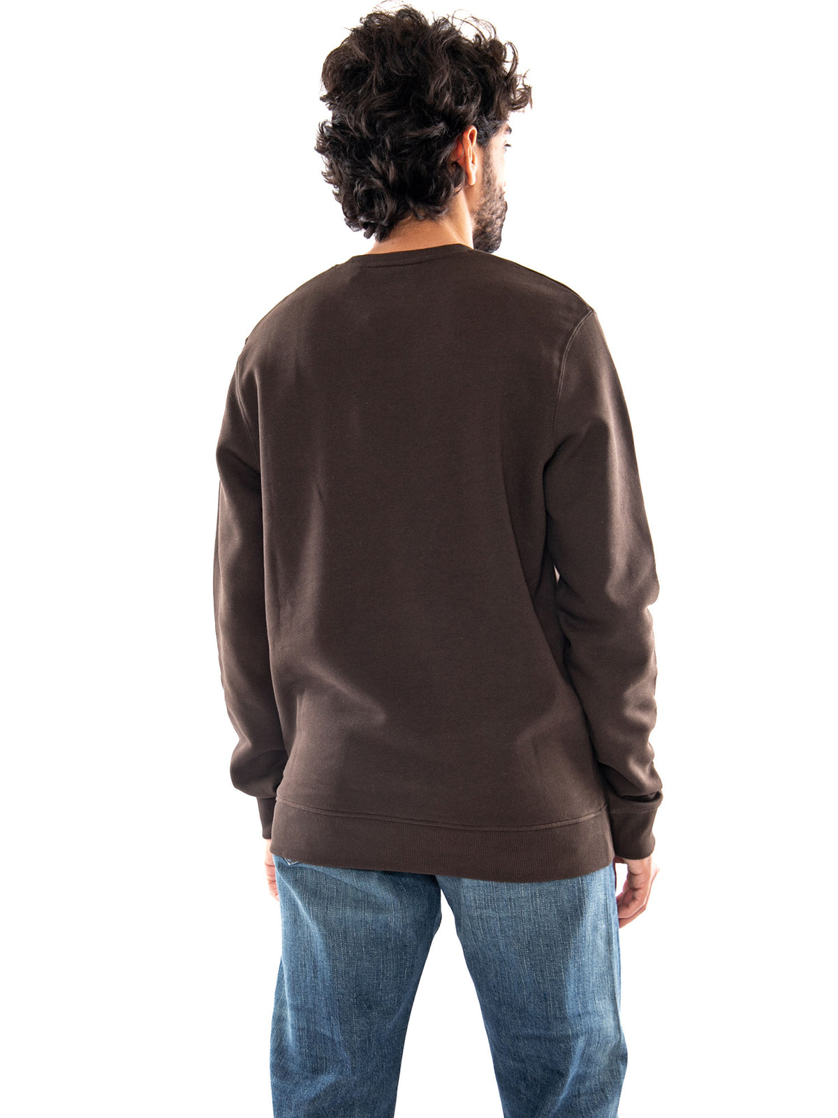Lyle & Scott Crew Neck Brushback Sweatshirt Ebony - Felpa Uomo Girocollo Marrone Scuro<BR/><BR/> ML1131V Y176 LYLE & SCOTT 