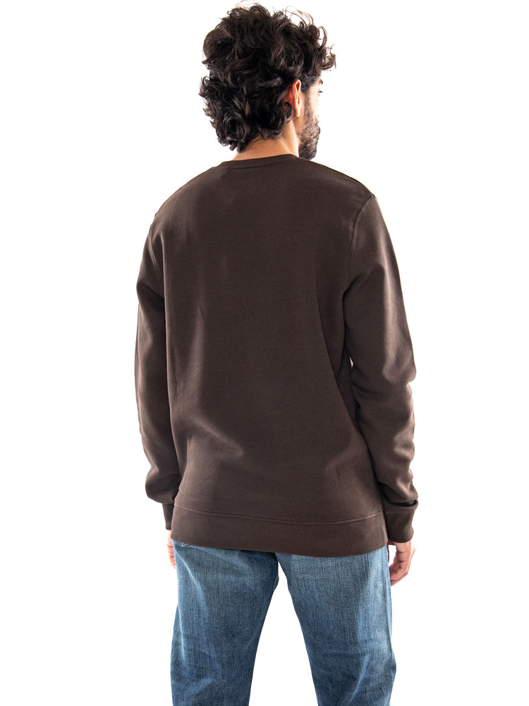Lyle & Scott Crew Neck Brushback Sweatshirt Ebony - Felpa Uomo Girocollo Marrone Scuro<BR/><BR/> ML1131V Y176 LYLE & SCOTT 