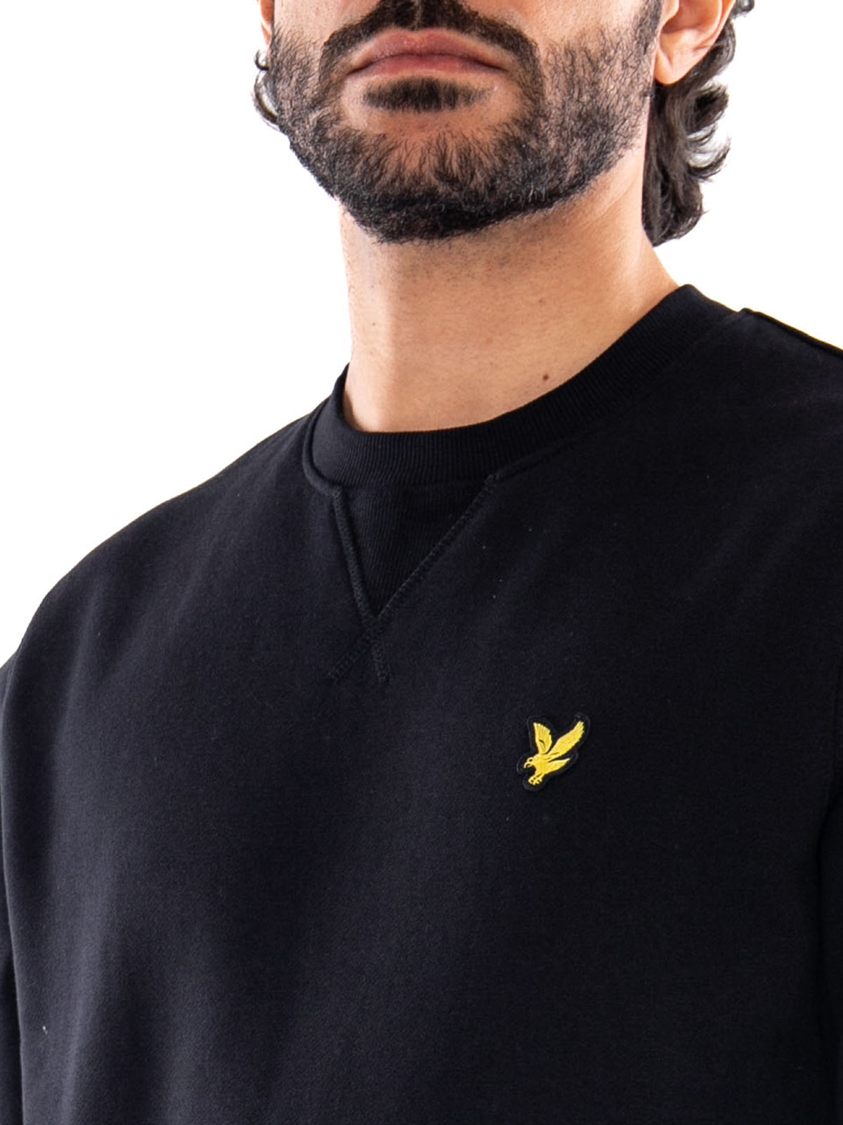 Lyle & Scott Crew Neck Brushback Sweatshirt Jet Black - Felpa Girocollo Uomo Nera ML1131V Z865 LYLE & SCOTT 