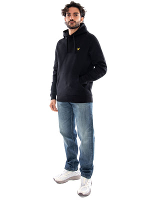 Lyle & Scott Brushed Back Hoodie Sweatshirt Jet Black - Felpa Uomo con Cappuccio Nera ML1139V Z865 LYLE & SCOTT 